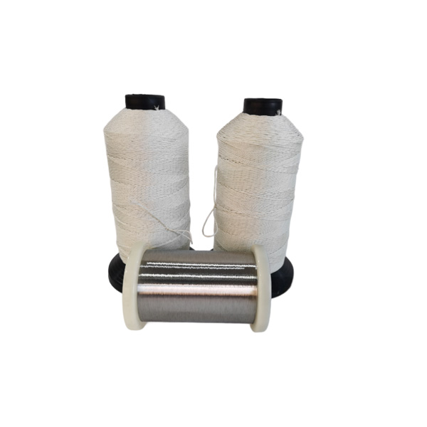 FR Fiberglass-encased steel wire sewing thread
