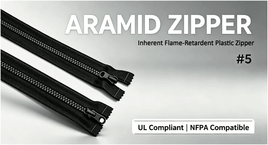 SPIFR Aramid Inherent Flame-Retardant Plastic Zipper #5 – UL Compliant, NFPA Compatible